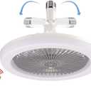 Low Profile Ceiling Fan Light with Remote Control 2-in-1 Multifunctional Round Modern Dimmable Electric E27 Ceiling Fan Kit with Lights for Home Bedrooms Kitchen Office (Grey)