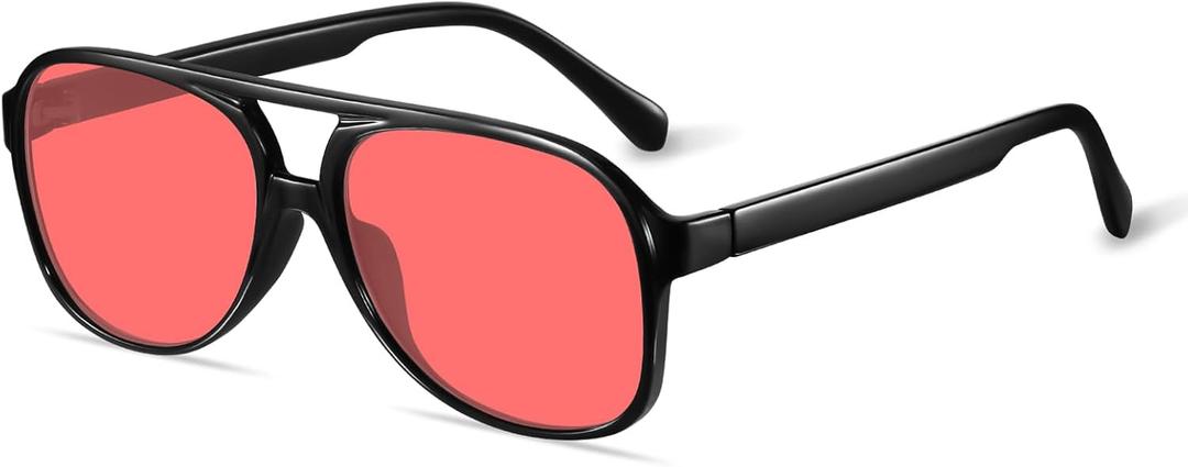YDAOWKN Retro Aviator Sunglasses for Women Mens Large Frame Classic Vintage 70s Sun Glasses Aviators (Black)
