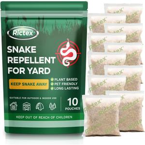Snake Repellent for Yard Powerful: Keep Snake Away Repellent for Outdoors - Natural Safe for Children and Pets - Snake Be Gone for Lawn Garden Camping Fishing Home 10 Pouches