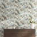 Ismoon 17.3''x78.7''Floral Peel and Stick Wallpaper Watercolor Vintage Contact Paper Removable Self-Adhesive Wallpaper Renovated Furniture for Cabinets Shelves Counter Tops Wall Decor Roll (Gray-Embossed)