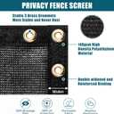 UIRWAY Privacy Screen Fence 4ft x 50ft Black, Heavy Duty 170GSM 90% Blockage Chain Link Fence Privacy Screen, UV Resistant Outdoor Windscreen Shade Net for Backyard Garden Patio Yard with Cable Ties