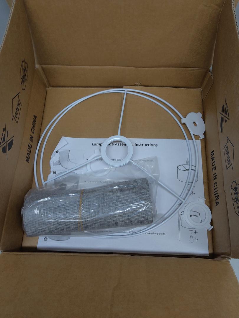 PATIKIL Drum Lamp Shades for Table Lamps 12"x12"x8" Linen Lampshade Easy Assembly Lamp Shade with E27 to E26/ E14 Adapters for Floor Lamps Bedside Lamps Pendant Lights, Gray (1.65" Spider)