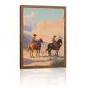 Vintage Western Cowboy Canvas Wall Art,Wild desert Horse Riding Wall Decor,Retro wilderness ranch Landscapes Posters Prints,Gift for Men & Women,Living Room Farmhouse Bedroom Home Decor 16x24in Framed