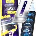 for iPhone 12 PRO MAX Screen Protector (2Pack), Easy Auto-Dust & Align Install Kit, 6.7" Tempered Glass, 9H Hardness, Ultra HD Clear, Case Friendly, WonderShield