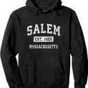 Salem Massachusetts MA Vintage Established Sports Design Pullover Hoodie, Size S