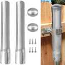 2 Pack 2-3/8" OD Metal Post Extender, 12" Fence Post Extension Height, Hot-dip Galvanized Steel, Includes Screws and Caps