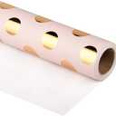 RUSPEPA Wrapping Paper Roll - Gold Foil Dots Baby Pink Background Design for Wedding, Birthday, Shower, Congrats, and Holiday - 30 inches x 32.8 feet (1 Count (Pack of 1))