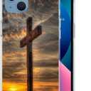 Compatible with iPhone 14 Case - Retro Dusk Christian Cross Phone Case Slim Soft TPU Shockproof Protective Cover Case