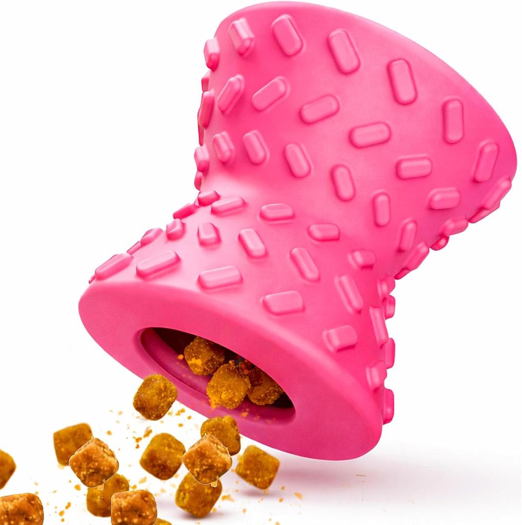 Dog Puzzle Toys, Treat-Dispensing Puzzle Ball for Small & Medium Dogs  Interactive Rolling Rubber Toy for Training, Mental Stimulation & Slow Feeding (Peach)