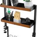 MOKOQI Desk Shelf Clamp On Desk Organizers and Accessories, Desk Extender Above and Under Desk Storage with Cable Management Tray for Office Table Gaming Desk Accessories