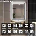 30x36 LED Bathroom Mirror with Lights - Black Framed, Front and Backlit Mirror, Anti-Fog Vanity Mirror with Lights,Stepless Dimmable LED Mirror, 3 Colors Smart(Horizontal/Vertical)