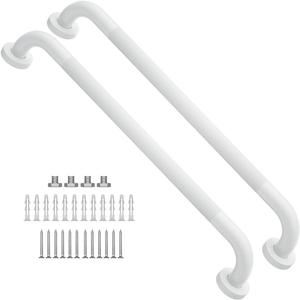 2 Pack 24 Inch Anti Slip Shower Grab Bar Oil Rubbed White 1.25" Diameter,Munzong Bathroom Grab Bar, Knurled Bathroom Balance Bar,Safety Hand Rail Support Handicap Elderly Senior Assist Bath Handle