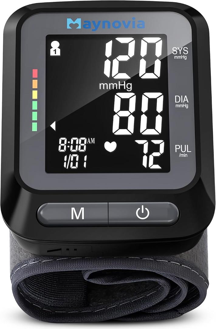 Wrist Blood Pressure Monitor - Automatic Blood Pressure Cuff for Home Use, Digital BP Monitor Wrist with Large Backlit Display, BP Cuff Wrist for Adults, 2x60 Memory, Fits 5.3"-8.5"