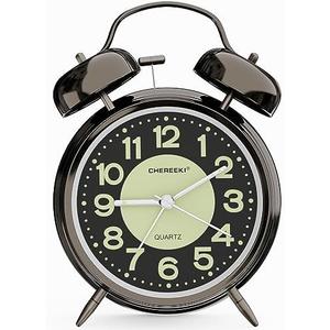 CHEREEKI Loud Alarm Clock for Heavy Sleepers Adults, Silent Non Ticking Analog Clock with Backlight, Luminous Dial, Battery Operated Alarm Clock for Bedroom, Included Battery, Black