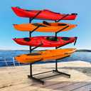 Freestanding Kayak Storage Rack Vertical 4-Tier Organizer for Kayaks, Canoes & Paddleboards, Heavy-Duty Indoor/Outdoor Stand with Protective Foam Padding, 4 Levels