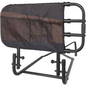 Stander EZ Adjust Bed Rail, Adjustable Senior Bedrail and Safety Assist Railing for Elderly Adults with Organizer Pouch, ASTM Safety Approved Guard-Rail, Black