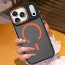 AIGOMARA Magnetic for iPhone 17 Pro Case, [Compatible with Magsafe] [Military-Grade Protection] Slim Shockproof Translucent Matte Protective Case for iPhone 17 Pro 6.3 Inch, Orange