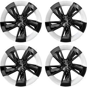 Hubcaps Wheel Cover for Tesla Model Y Juniper 2025+，19" Wheel Cover 4 PCS ABS Hubcaps with Snap-On Wheel Cover HubCaps Protect Hubs Tesla Model Y Accessories (Black White)