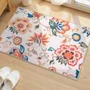 Beeiva Floral Entry Way Rugs Indoor Washable, Ultra Thin 2x3 Throw Rug Non Slip for Kitchen, Soft Paisley Mat Carpet for Bedroom Entrance Bathroom (Beige,2'x3')