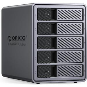ORICO External 5bay Hard Drive Enclosure Compatible Thunderbolt 3/4 Only, Type C Hub Interface Up to 40Gbps, Support Daisy Chaining Expansion 330TB,Extra DP1.4 Port Support 4k/8k Video Output-9858T3