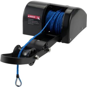 35 lbs Electric Anchor Winch, 12V Boat Anchor Winch-Marine Saltwater Anchor Windlass Kit with Remote Control & 100-feet of Pre-Wound Anchor Rope for Speedboats, Wench-Anchors - Complete Set Black