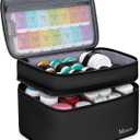 Mancro Dual Layers Medicine Organizer Bag, Pill Bottle Organizer Storage with Lockable Zipper, Medication Travel Bag for Pills, Vitamins, Medical Supplies for Home Storage, Black (Standard)