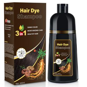 Hair Dye Shampoo Chestnut Brown Men and Women Instant & Easy 3-in-1 Hair Dye Shampoo with Herbal Ingredients Ammonia-free Lasts 30 Days-500ml