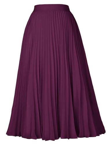 GRACE KARIN Pleated Midi Skirt for Women,Summer Chiffon Elastic High Waist Knee Length Skirts, Swing A-Line Boho Outfits
Deep Purple XL