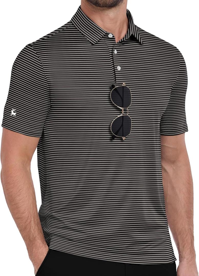 ZITY Mens Print Polo Shirts Short Sleeve Moisture Wicking Shirts for Men Golf Tennis Daily Casual Collared T-Shirt (Medium)