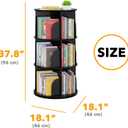 SpaceAid 3 Tier Rotating Bookshelf Tower, Spinning Bookcase Lazy Susan, Revolving 360 Book Shelf Storage Round Carousel, Vertical Rotate Turning Spiral Corner Organizer, Black, 3 Tier, 37.8" H