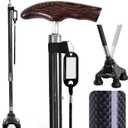 Carbon Fiber Walking Cane for Men and Women - 10 Height-Adjustable, Cane for Seniors Balance, Carbon Fiber Cane Ultralight 0.55 lb, Black Matte, 350 lbs Capacity(Black), One size