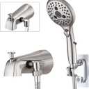 PROOX All Metal Tub Spout with Diverter, 6 Settings Hand held Shower with ON/Off Pause Switch, Bathtub Faucet with Sprayer Brushed Nickel