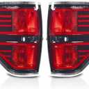 PIT66 Tail Lights Rear Light Lamp Assembly, Compatible with 2009 2010 2011 2012 2013 2014 Ford F150, Pickup SVT Rear Assembly, 1 Pair, Black Trim