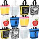12 Pcs 9" x 8" x 4" Teacher Mini Canvas Tote Bag Bulk Small Teacher Appreciation Gifts Mini Reusable Gift Bag for Women Graduation Office (Pencil)