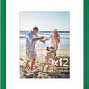 decorUhome 9x12 Picture Frame, Display Pictures 6x8 with Mat or 9x12 without Mat, Wall & Tabletop Display Photo Frame, Green, 1 Pack