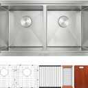 MILOSEN 30''x18'' Double Bowl Undermount Kitchen Sink, T304 Stainless Steel 50/50 Workstation Sinks with 10'' Deep Basins & Custom Accessories, Large Handmade Sinks, Modern & Stylish Design
