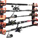 Hikeen Fishing Rod Holders, Fishing Pole Holders for Garage, Wall or Ceiling Mounted Fishing Rod Rack Holds Up to 10 Rods（1 Pack）