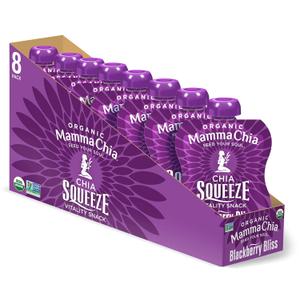 Mammachia Chia Squeeze Blackberry Bliss Vitality Snack, Vegan Friendly, Kosher, USDA Certified Organic, Gluten Free & Non-GMO, 3.5 Ounce (Pack of 16)