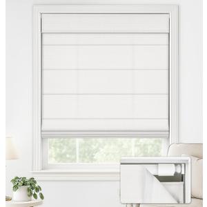 LazBlinds No Drill Roman Shades for Windows, Cordless Light Filtering Window Shades with UV Protection, Polyester Fabric for Bedroom & Living Room, 23" W x 64" H, Off White