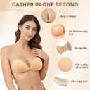 CITVEML Sticky Adhesive Bra for Women, Strapless Invisible Push Up Brassiere, Reusable Backless Bra for Dress Nude