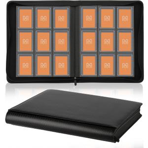 Toploader Binder,Trading Card Binder Storage Hold up 288 Cards 9-Pocket Top Loader Binder with Sleeves for 3"x4" Rigid Toploaders Hard Cases (9Carbon Fiber Black)