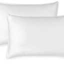 Queen Pillowcases by Pure Bamboo, Genuine 100% Organic Viscose Derived from Bamboo, Luxuriously Soft & Cooling, Double Stitching, Envelope Closure (2 Queen Pillowcases, White) Size 20"*26"