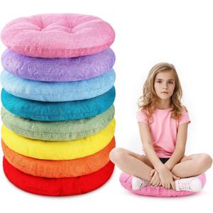 Fumete 8 Pcs 16 Inch Round Floor Cushions for Kids and Toddlers, Flexible Seating Classroom Furniture Floor Pillow for Home, Daycare, Preschool, Yoga and Meditation (Lovely), 16 x 16 x 2.6 inches