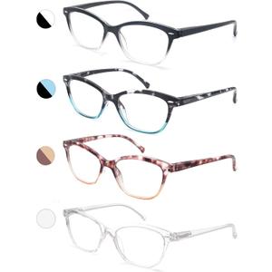 MODFANS Women Reading Glasses 1.75 4 Pair Stylish Ladies Readers with Comfort Spring Hinge Pattern Design Pouch Included (4 Pack Mix Color)