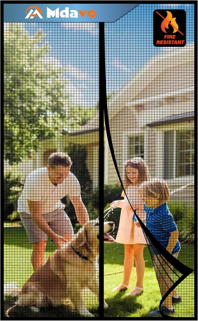 Magnetic Screen DoorFiberglass Screen Door MeshKeep Bugs Out, Heavy-Duty Mesh Curtain,Pet and Kid Friendly, Works with Front Doors, Sliding Doors32x80 Inch Fiberglass