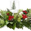 Nearly Natural 20in. Holiday Winter Greenery and Berries Triple Candle Holder Artificial Christmas Table Arrangement