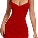 GOKATOSAU Women's Sleeveless Sweetheart Neckline A-line Split Bodycon Mini Dress Red (XL)