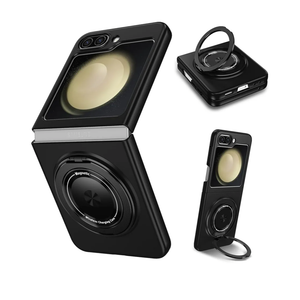 Magnetic Case for Samsung Galaxy Z Flip 5, [Compatible with MagSafe] Military Grade Shockproof Slim fit Samsung Z Flip 5 Phone Case with Magnetic Ring Kickstand, Black