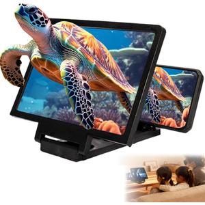 Screen Magnifier for Cell Phone,3D HD Big Screens Phone Magnifier,Foldable Phones Stand with Movie Screens Amplifier,Portable Mobile Phones Magnifier Projector for Movies,Compatible All Smartphones (Black)