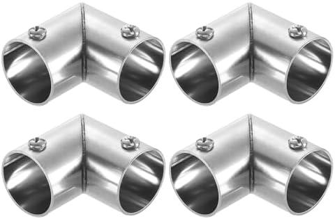 uxcell 4Pcs 90 Degree 2-Way Elbow Pipe Fitting Connector, Fit 1 Inch(25mm) OD Pipe Stainless Steel Structural Pipe Connector Chain Link Fence Clamp